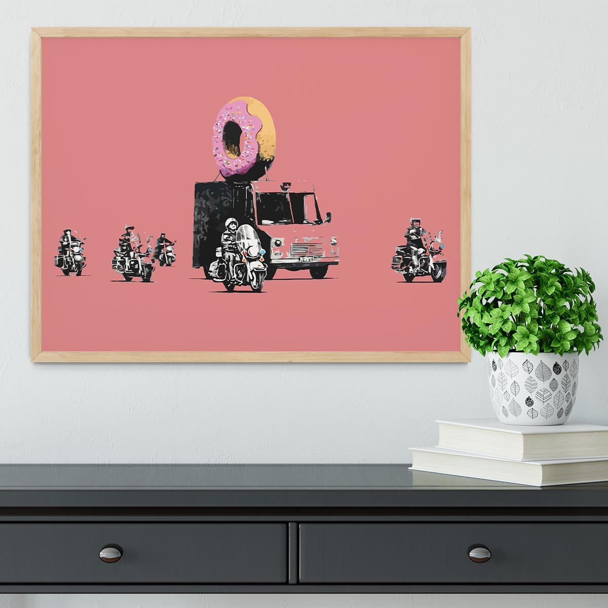 Banksy Doughnut Police Red Framed Print - Canvas Art Rocks - 4