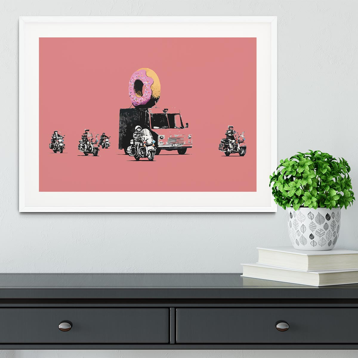 Banksy Doughnut Police Red Framed Print - Canvas Art Rocks - 5