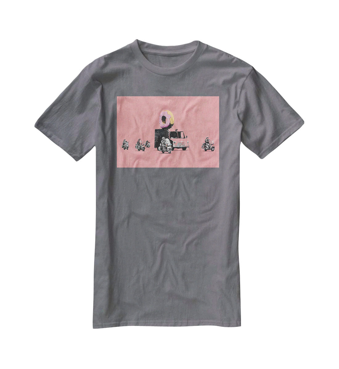 Banksy Doughnut Police Red T-Shirt - Canvas Art Rocks - 3