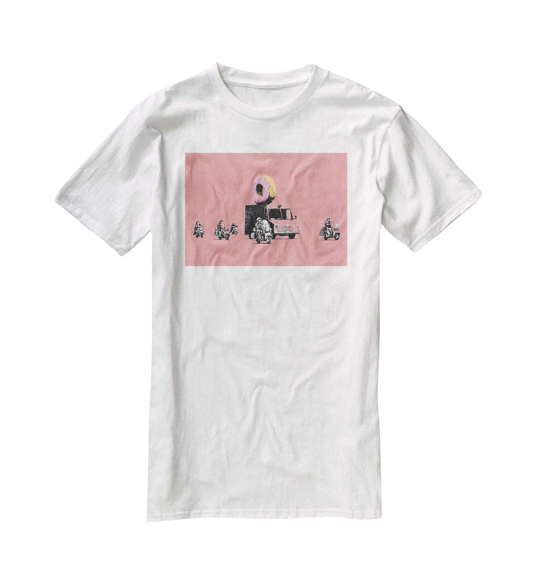 Banksy Doughnut Police Red T-Shirt - Canvas Art Rocks - 5
