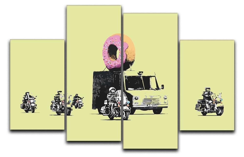 Banksy Doughnut Police Yellow 4 Split Panel Canvas - Canvas Art Rocks - 1