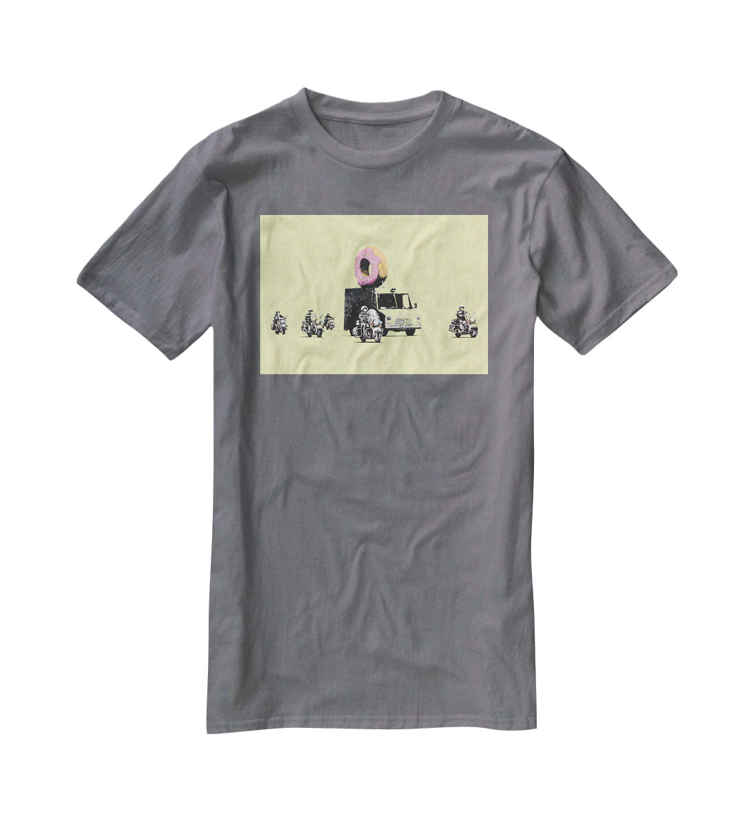 Banksy Doughnut Police Yellow T-Shirt - Canvas Art Rocks - 3
