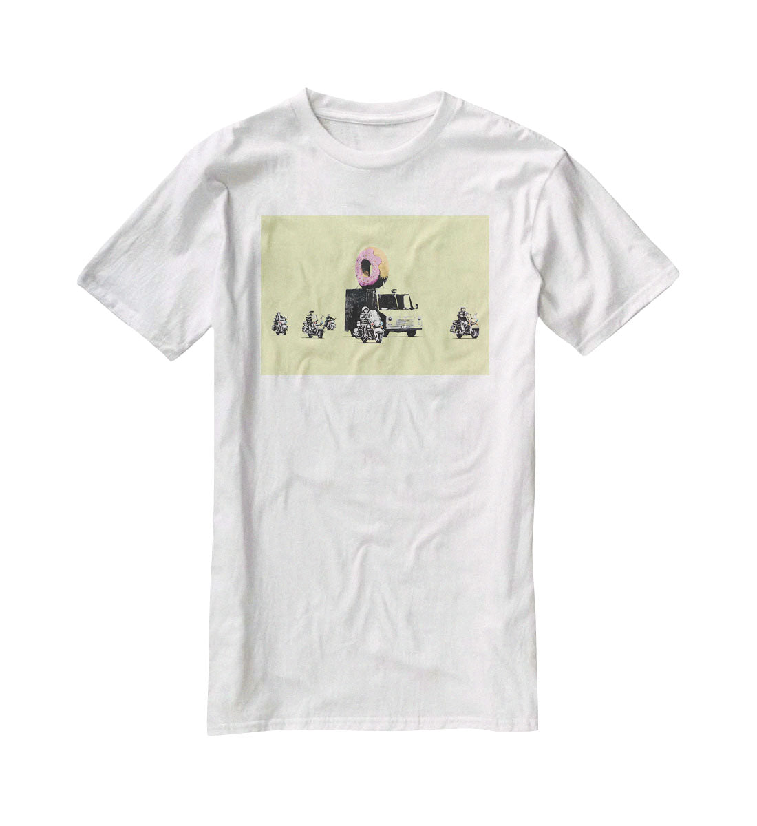 Banksy Doughnut Police Yellow T-Shirt - Canvas Art Rocks - 5