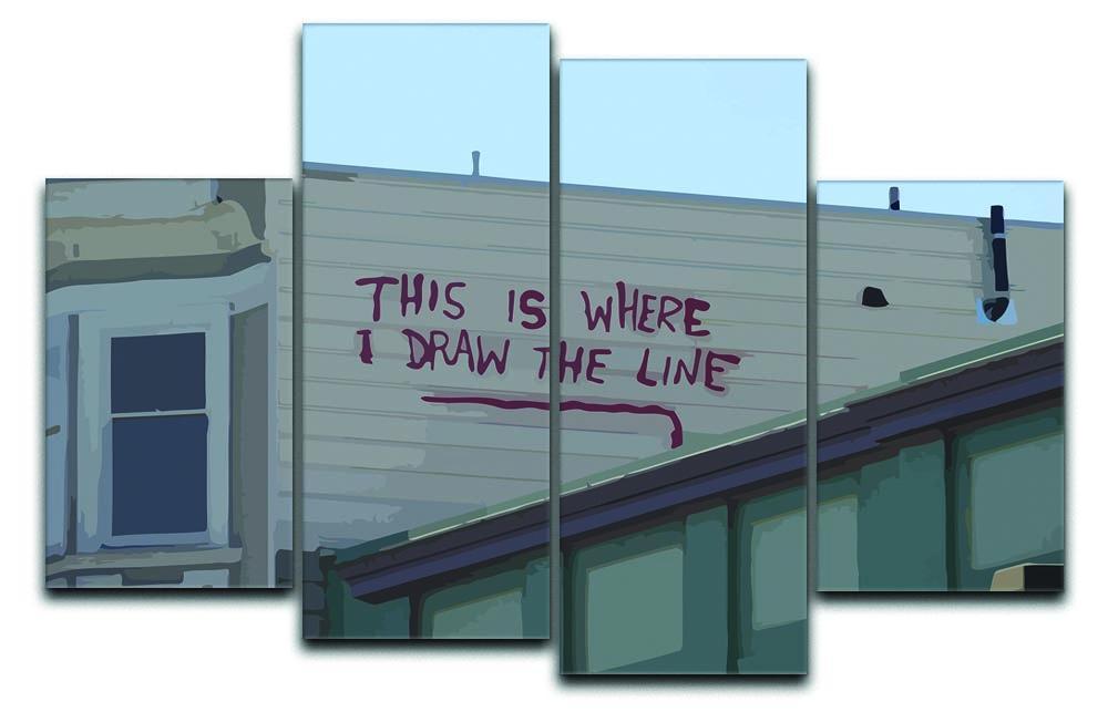 Banksy Draw The Line 4 Split Panel Canvas  - Canvas Art Rocks - 1