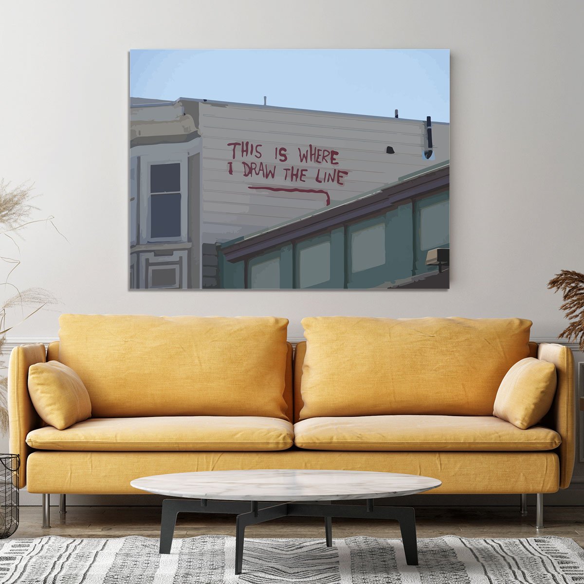 Banksy Draw The Line Canvas Print or Poster