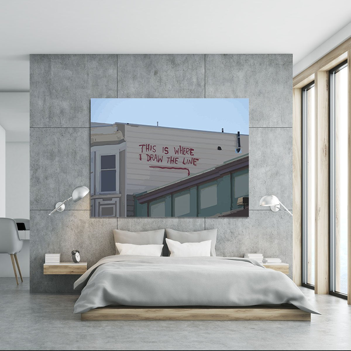 Banksy Draw The Line Canvas Print or Poster