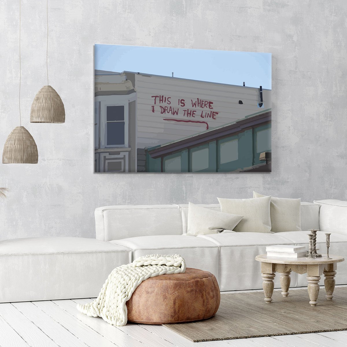 Banksy Draw The Line Canvas Print or Poster