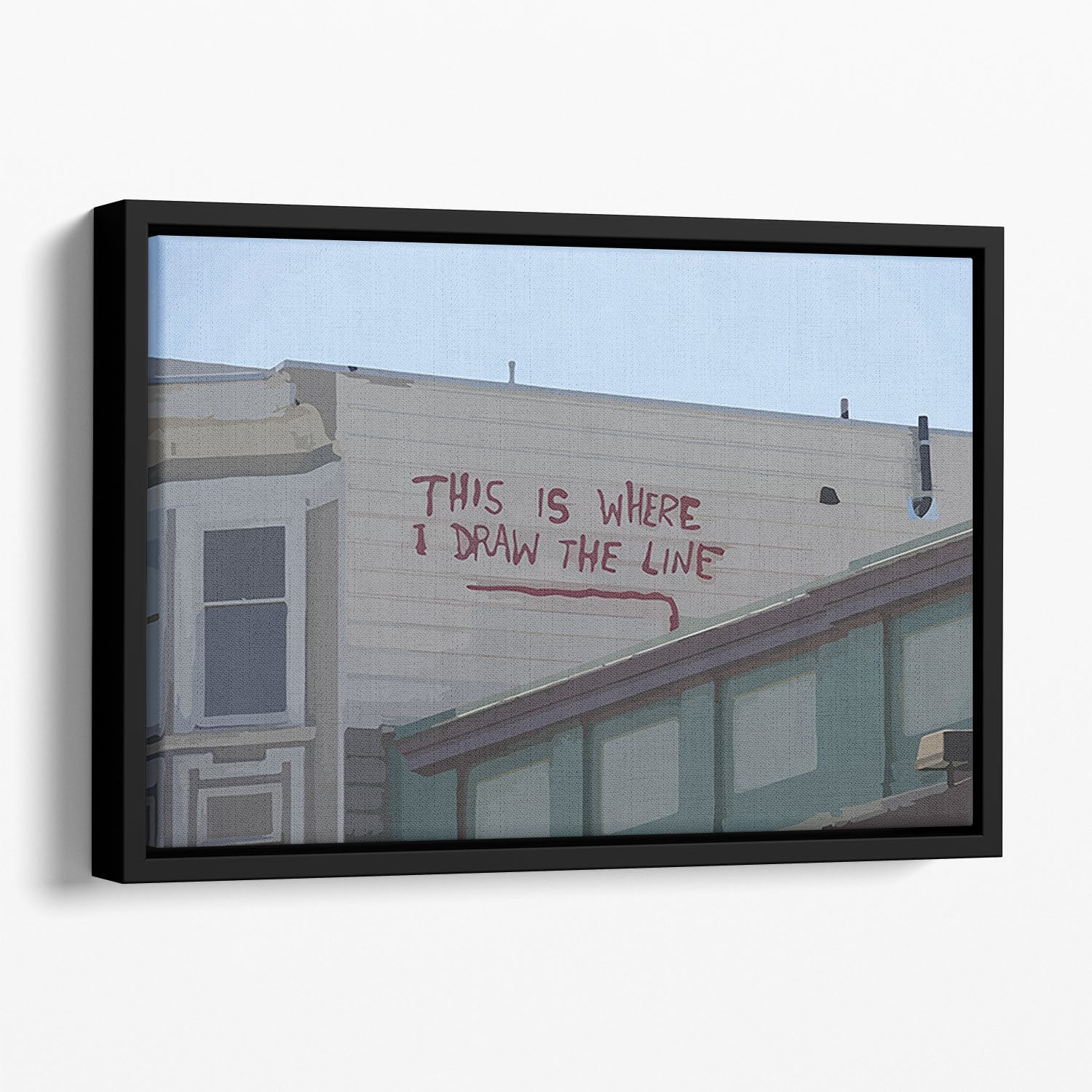 Banksy Draw The Line Floating Framed Canvas