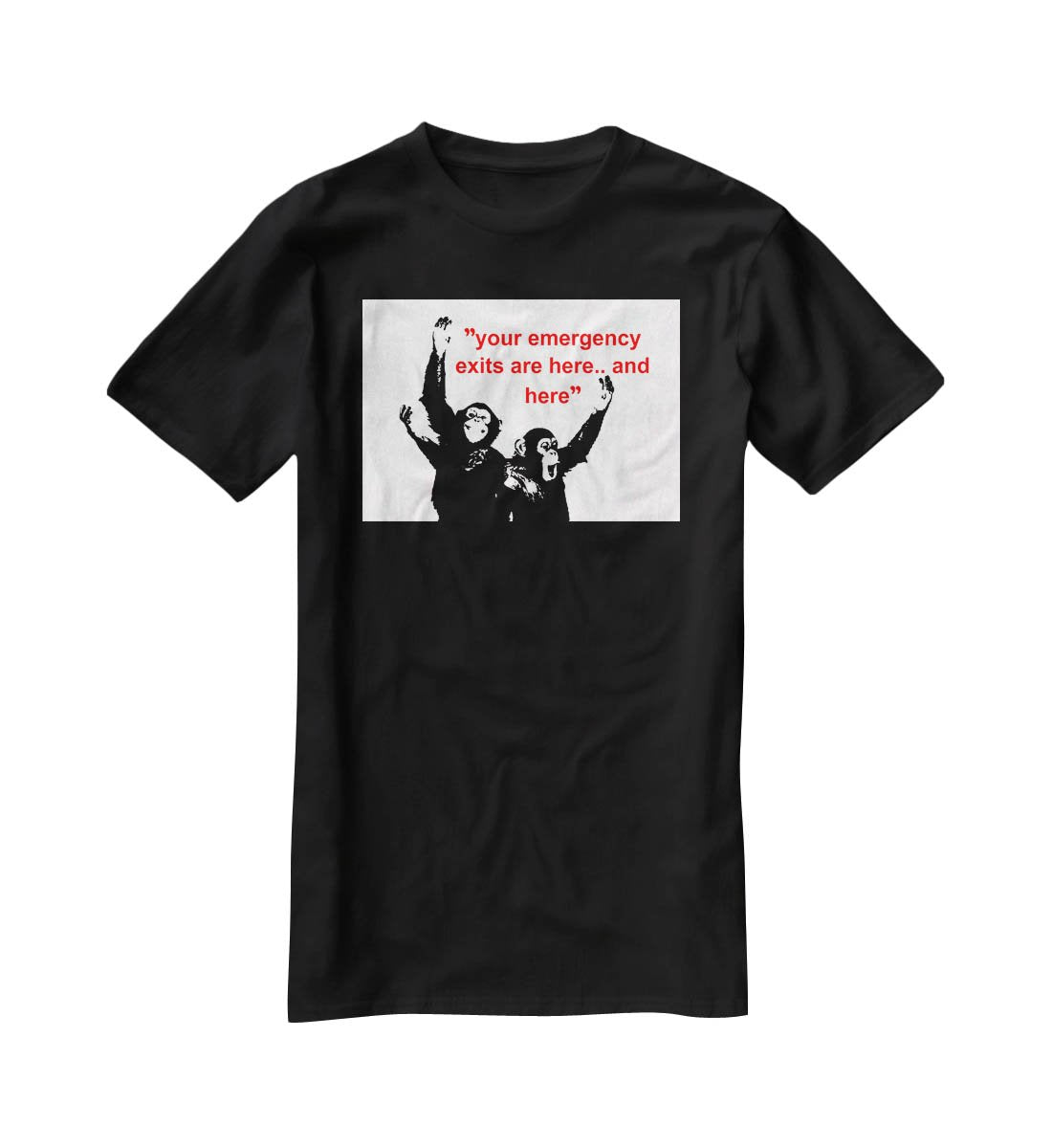 Banksy Emergency Exits T-Shirt - Canvas Art Rocks - 1