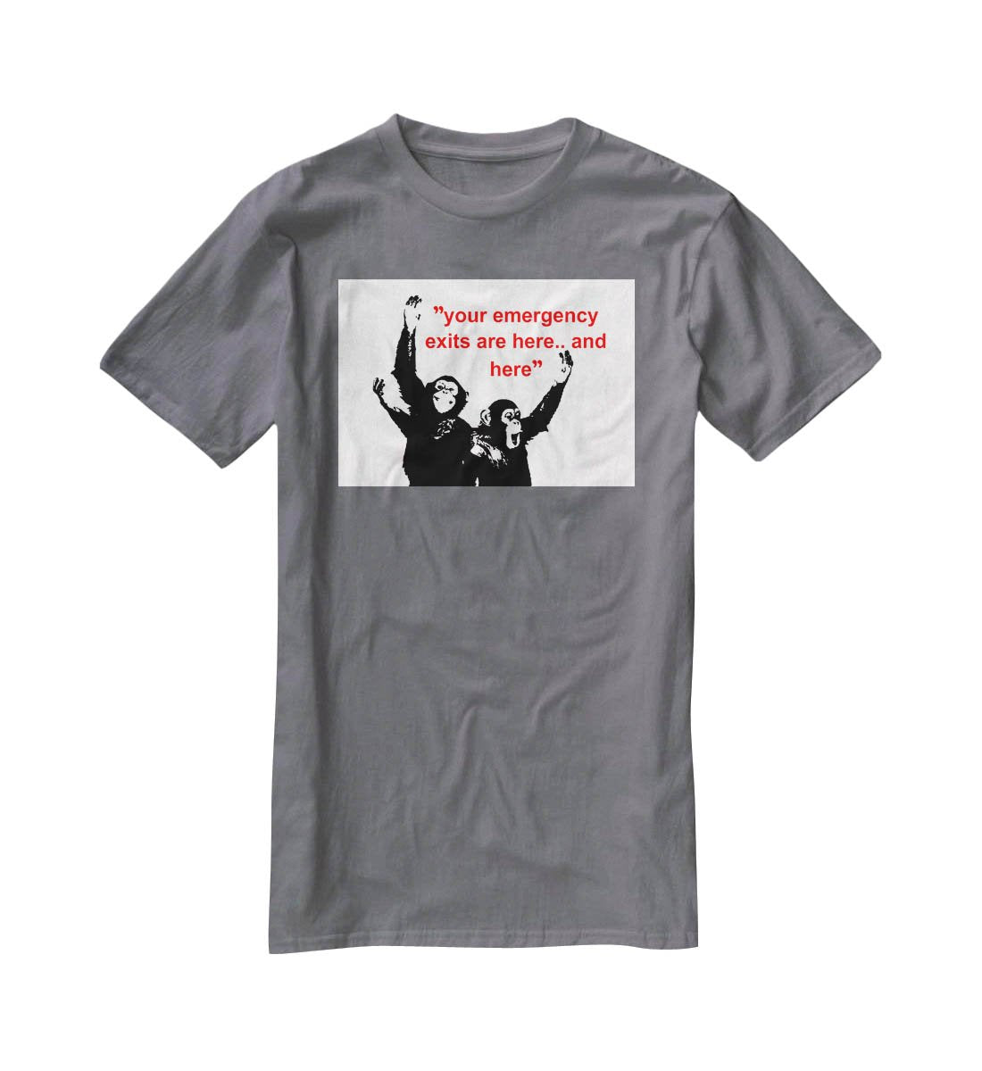 Banksy Emergency Exits T-Shirt - Canvas Art Rocks - 3