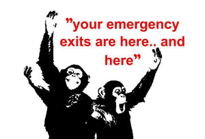 Banksy Emergency Exits Wall Mural Wallpaper - Canvas Art Rocks - 1