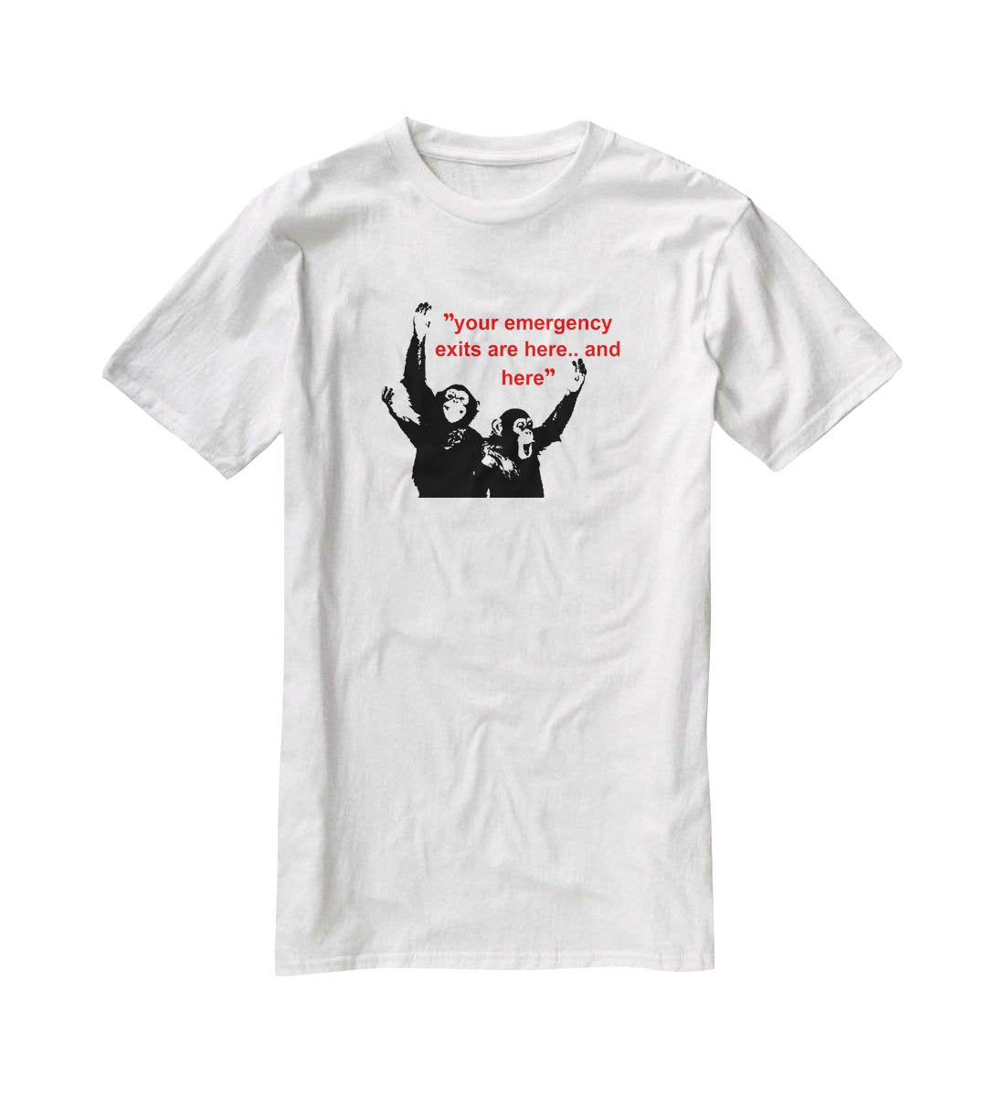 Banksy Emergency Exits T-Shirt - Canvas Art Rocks - 5