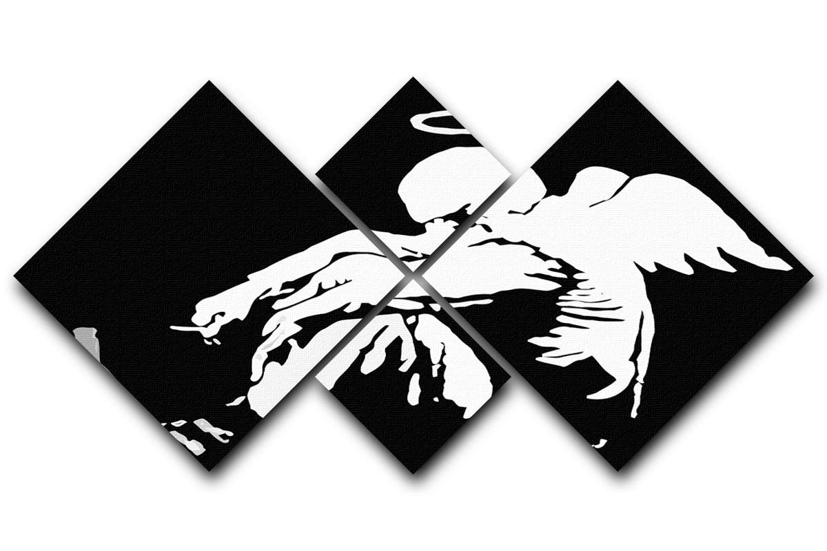 Banksy Fallen Angel 4 Square Multi Panel Canvas  - Canvas Art Rocks - 1