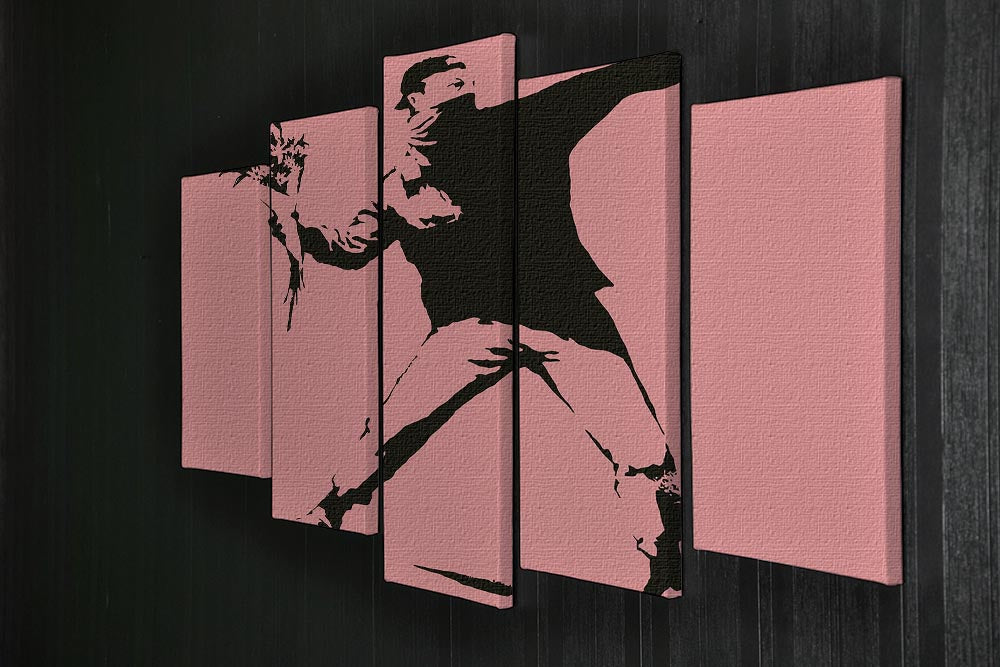 Banksy Flower Thrower Red 5 Split Panel Canvas - Canvas Art Rocks - 2
