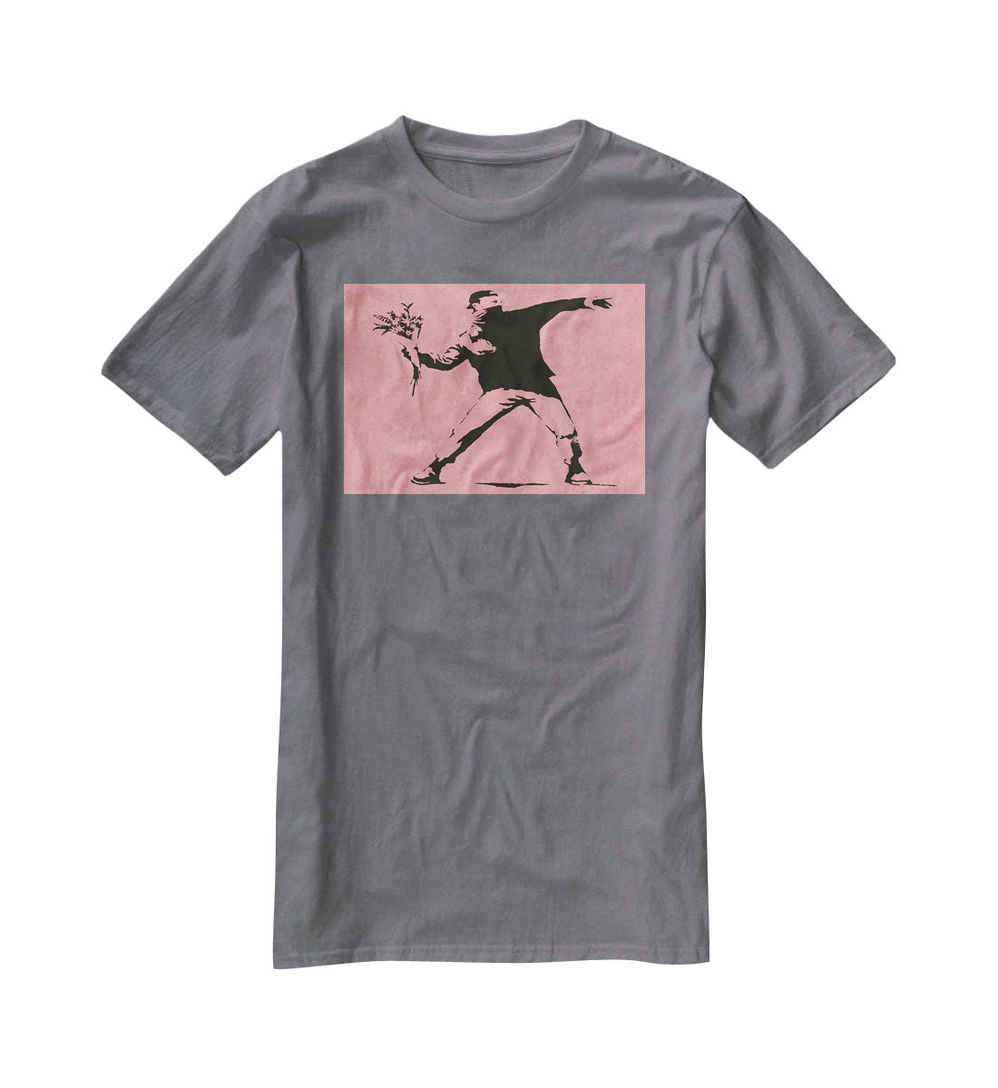 Banksy Flower Thrower Red T-Shirt - Canvas Art Rocks - 3
