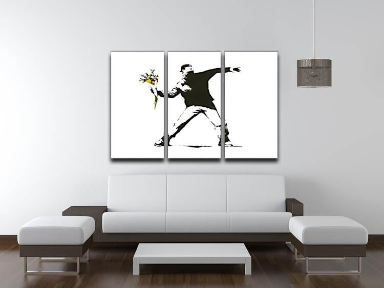 Banksy Flower Thrower 3 Split Canvas Print - Canvas Art Rocks