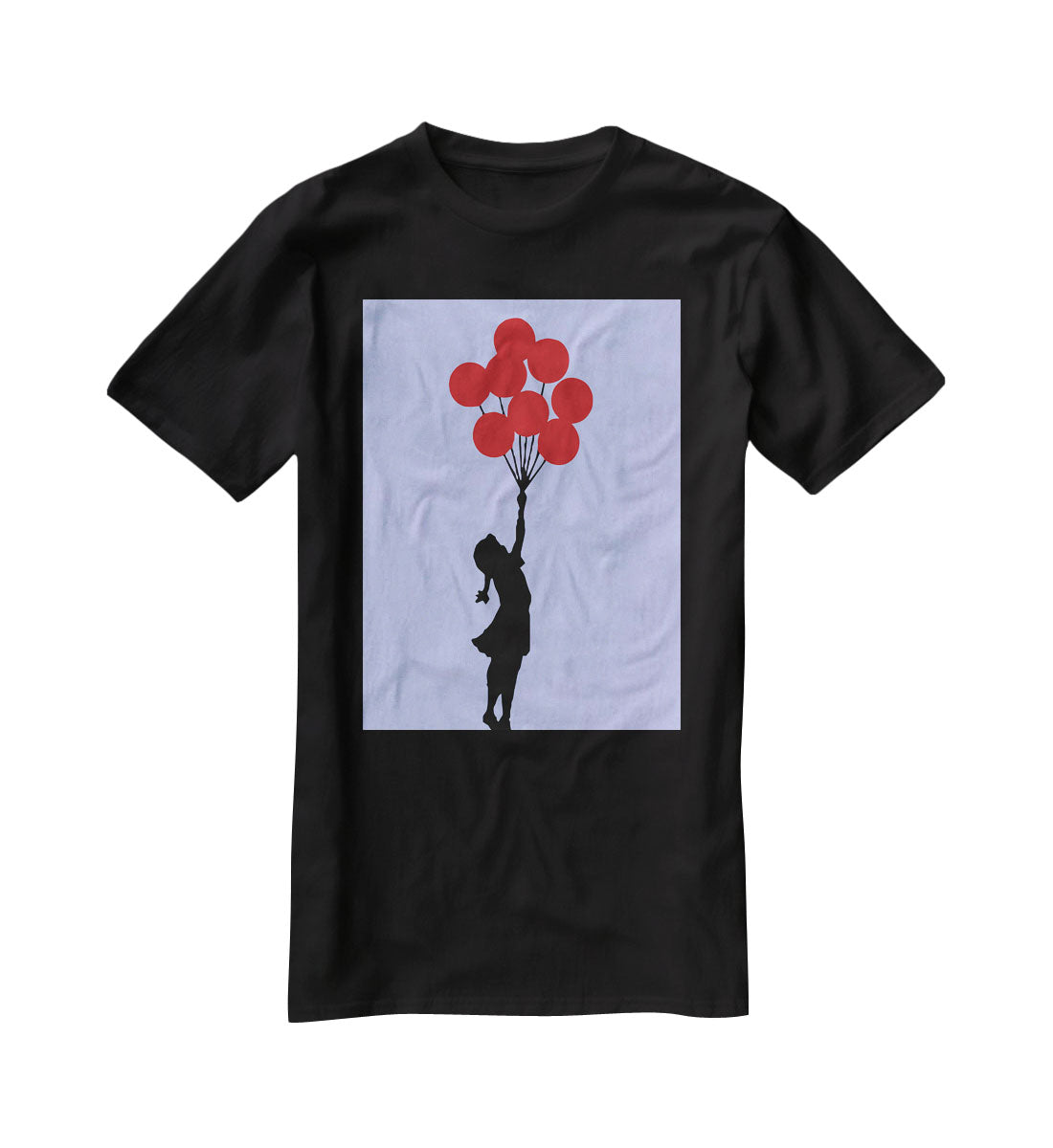 Banksy Flying Balloon Girl Blue T-Shirt - Canvas Art Rocks - 1