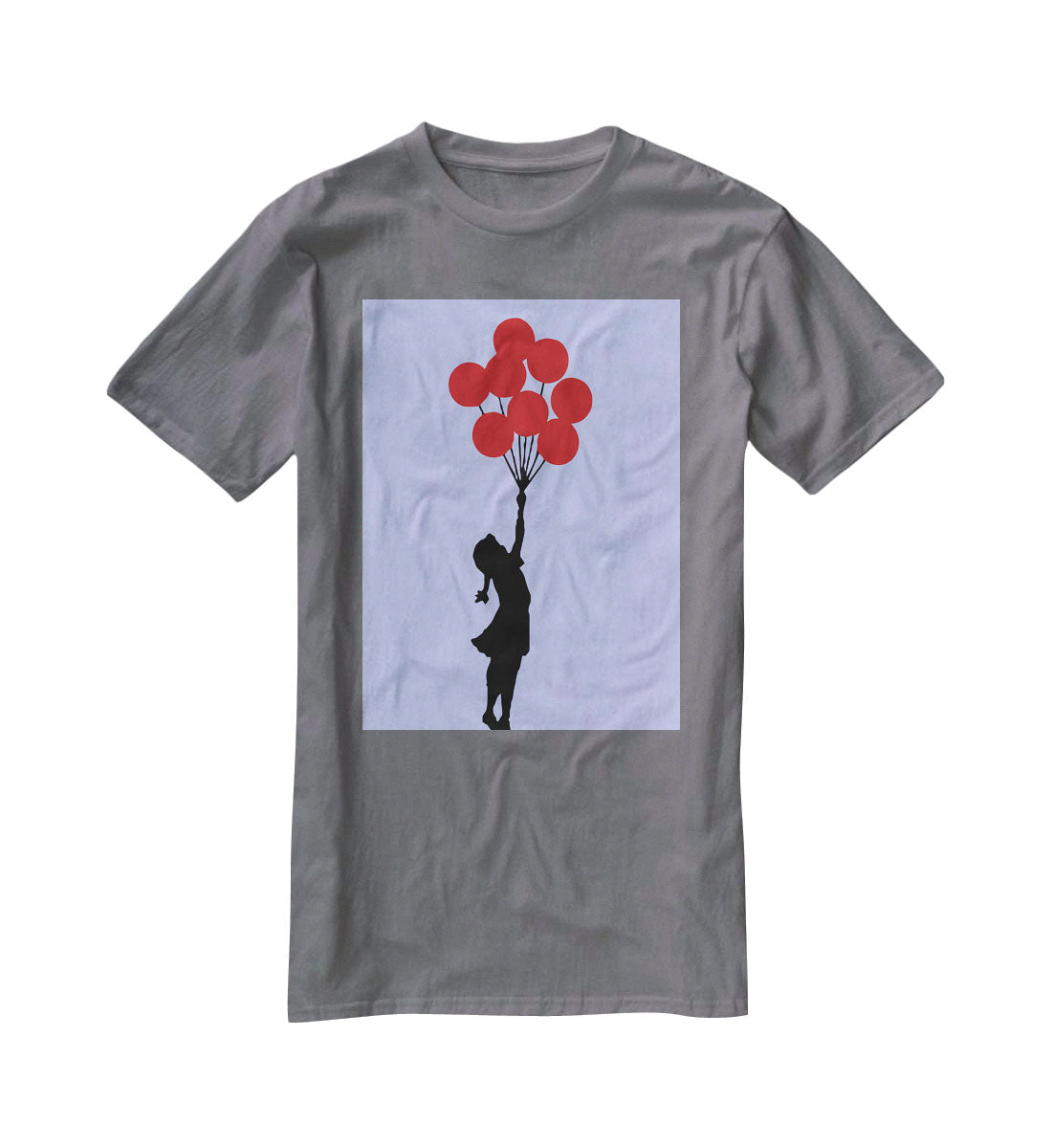 Banksy Flying Balloon Girl Blue T-Shirt - Canvas Art Rocks - 3