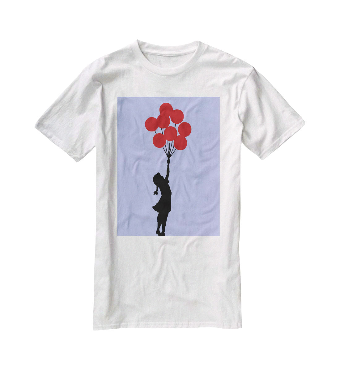 Banksy Flying Balloon Girl Blue T-Shirt - Canvas Art Rocks - 5