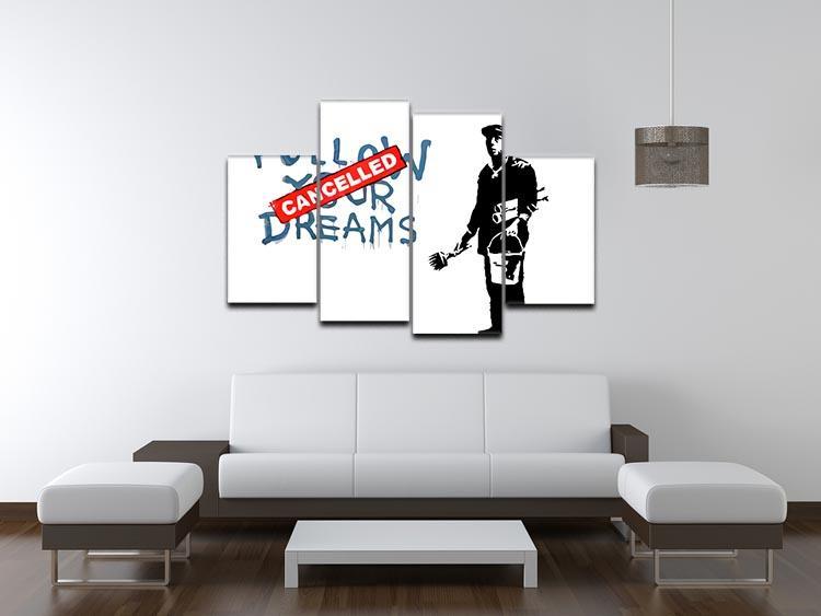 Banksy Follow Your Dreams - Cancelled 4 Split Panel Canvas - Canvas Art Rocks - 3