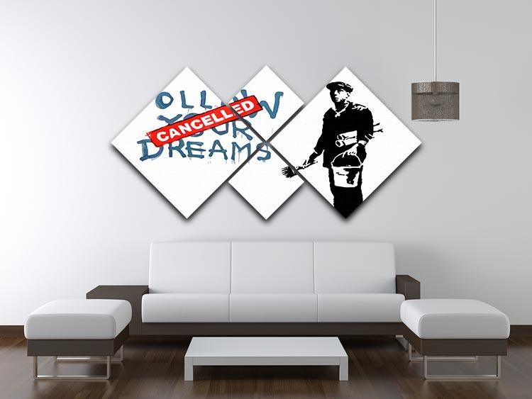 Banksy Follow Your Dreams - Cancelled 4 Square Multi Panel Canvas - Canvas Art Rocks - 3