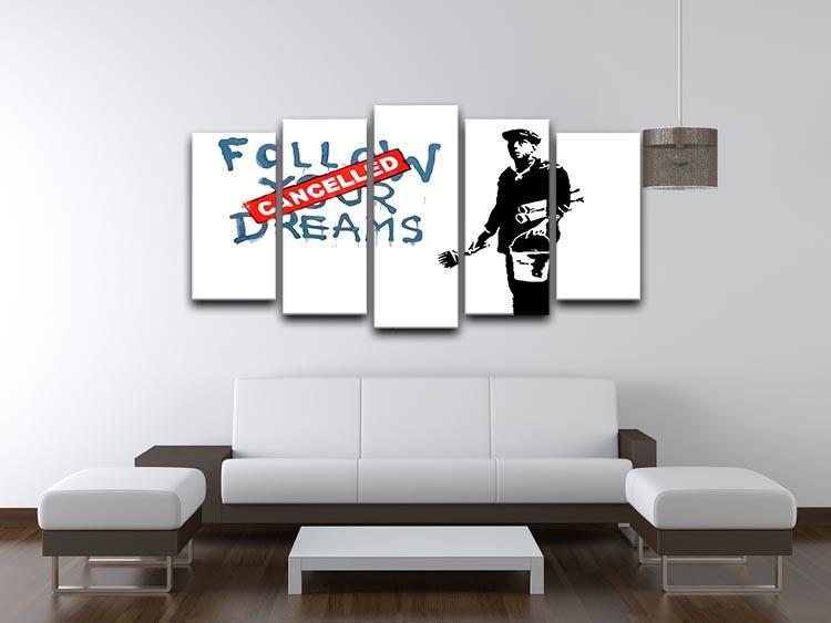 Banksy Follow Your Dreams - Cancelled 5 Split Panel Canvas - Canvas Art Rocks - 3