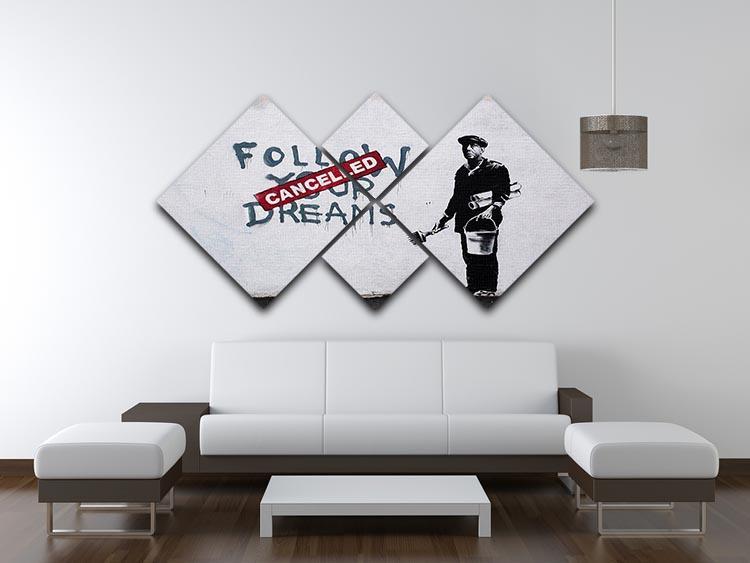 Banksy Follow Your Dreams 4 Square Multi Panel Canvas - Canvas Art Rocks - 3