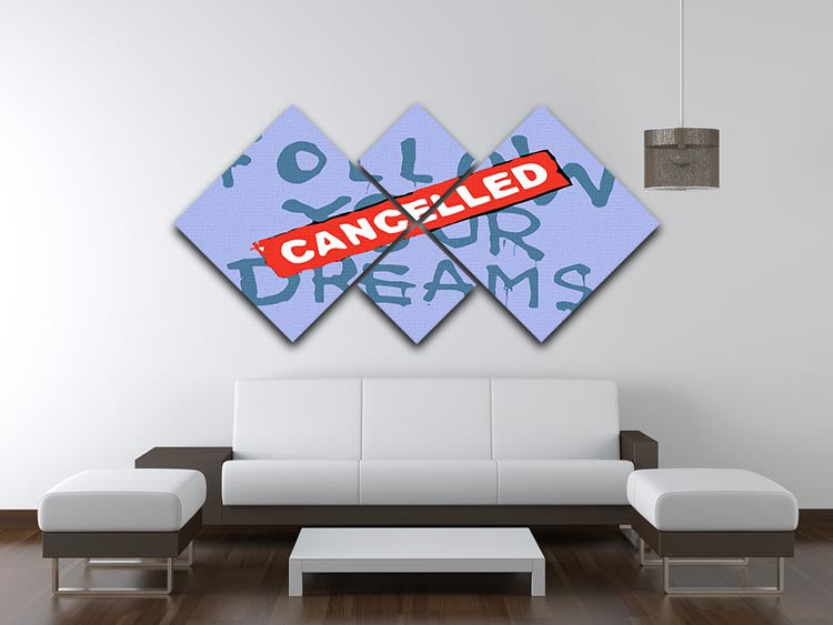 Banksy Follow Your Dreams Blue 4 Square Multi Panel Canvas - Canvas Art Rocks - 3