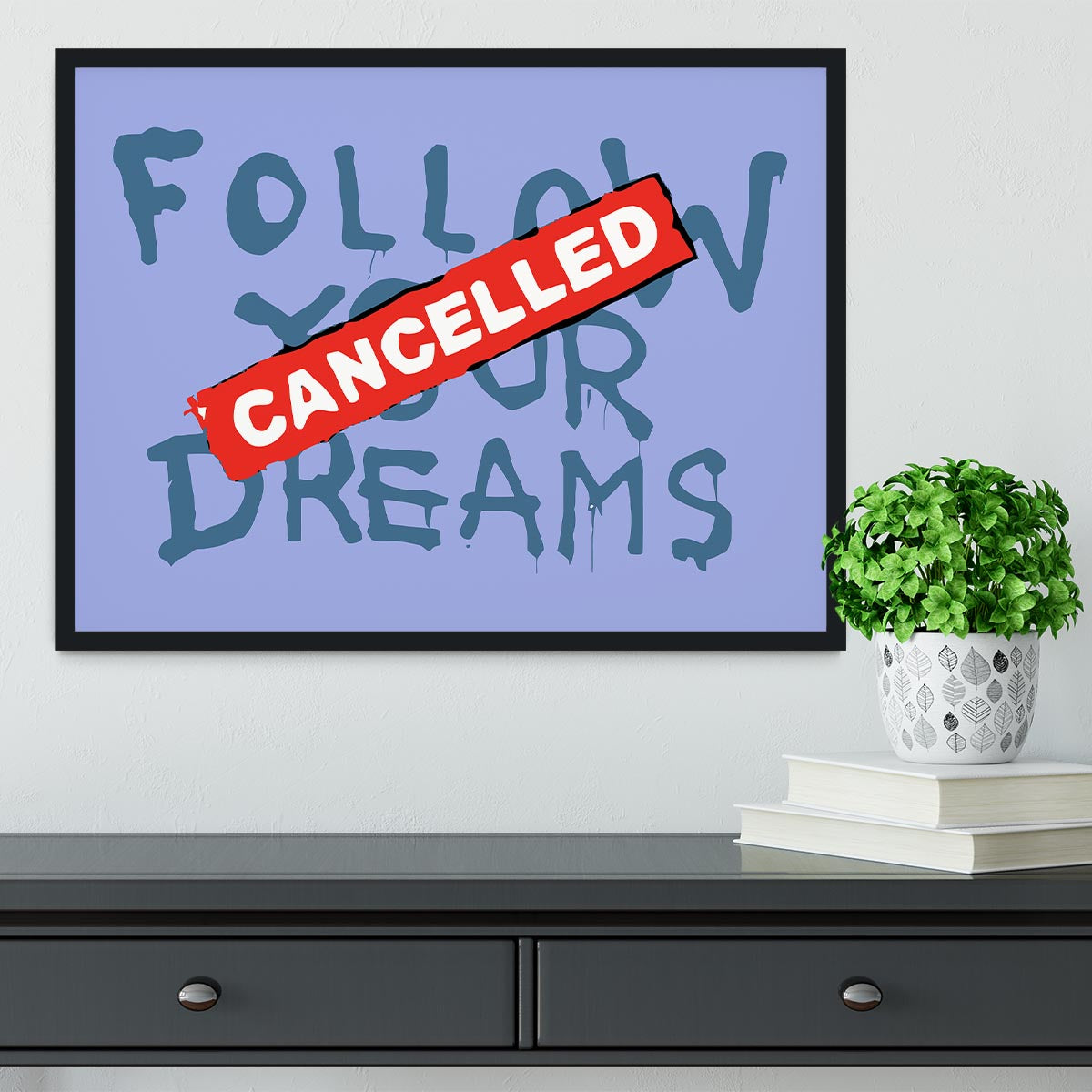 Banksy Follow Your Dreams Blue Framed Print - Canvas Art Rocks - 2