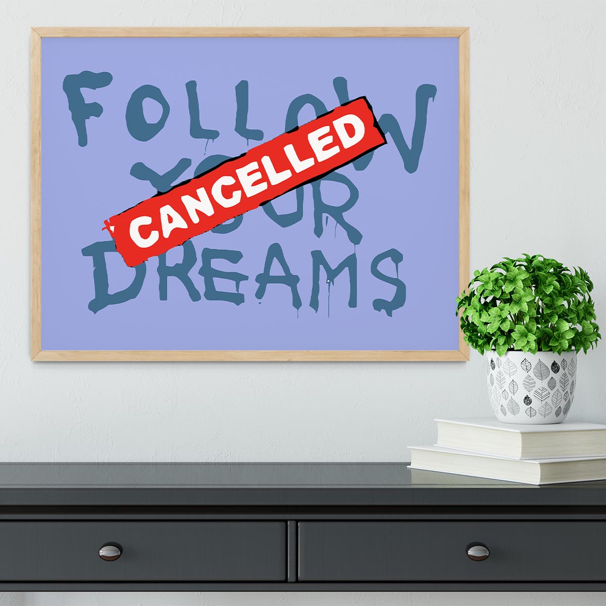 Banksy Follow Your Dreams Blue Framed Print - Canvas Art Rocks - 4