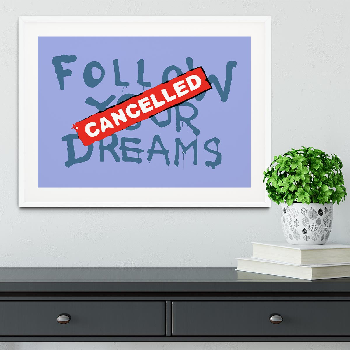 Banksy Follow Your Dreams Blue Framed Print - Canvas Art Rocks - 5