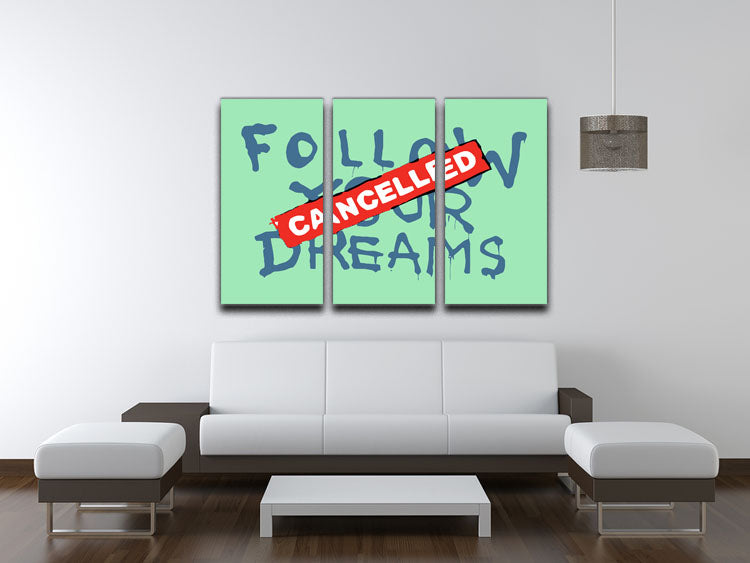 Banksy Follow Your Dreams Green 3 Split Panel Canvas Print - Canvas Art Rocks - 3