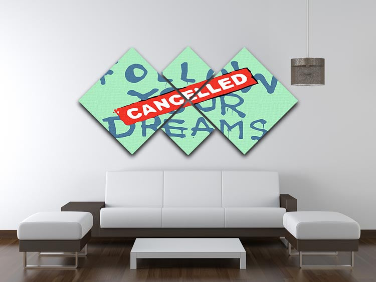 Banksy Follow Your Dreams Green 4 Square Multi Panel Canvas - Canvas Art Rocks - 3