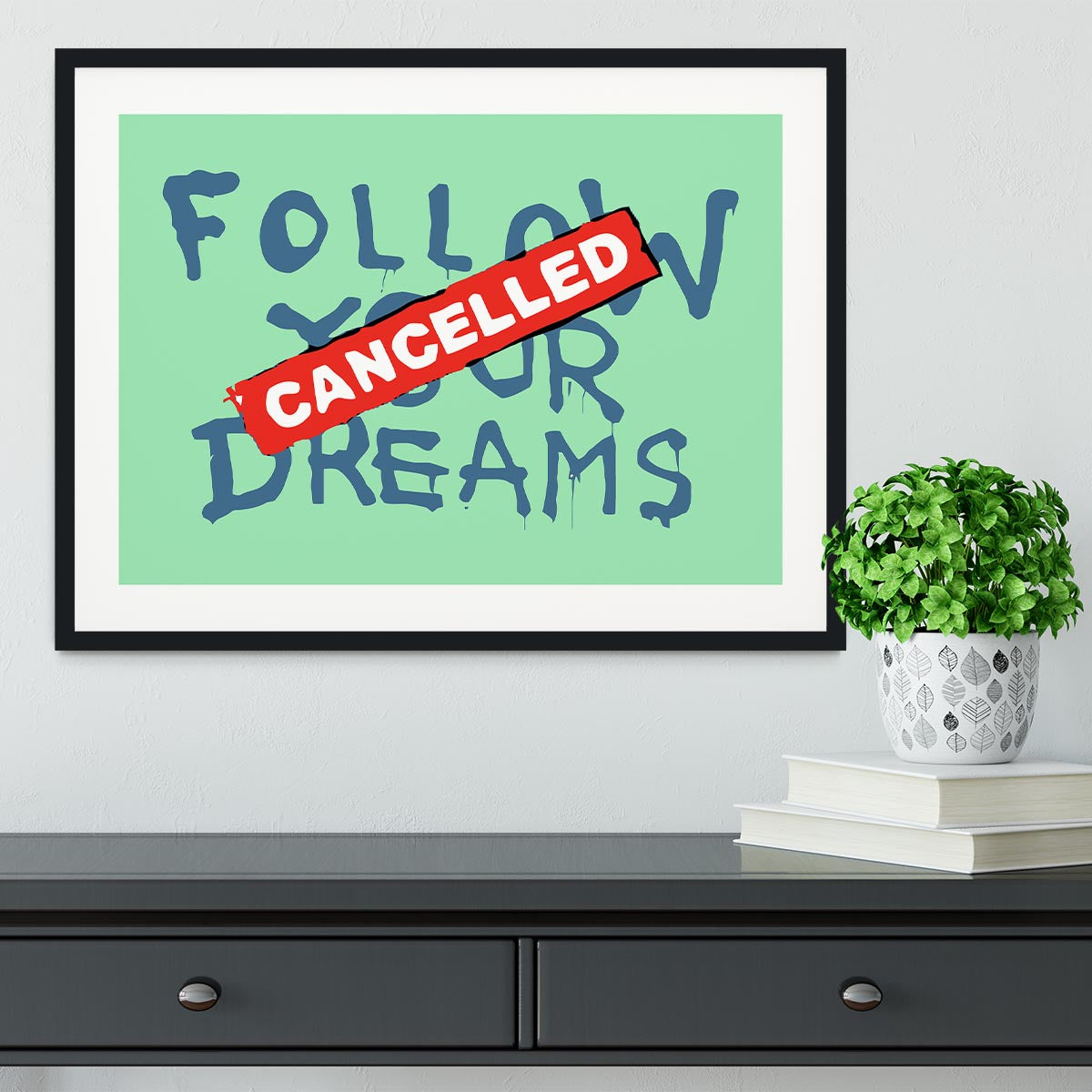 Banksy Follow Your Dreams Green Framed Print - Canvas Art Rocks - 1