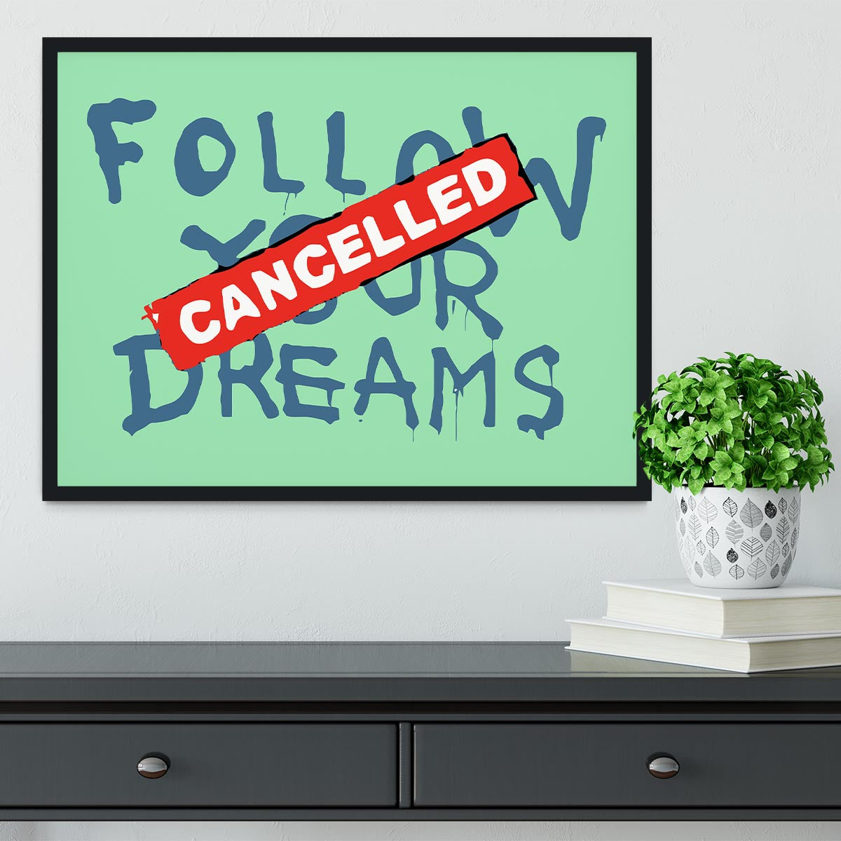 Banksy Follow Your Dreams Green Framed Print - Canvas Art Rocks - 2