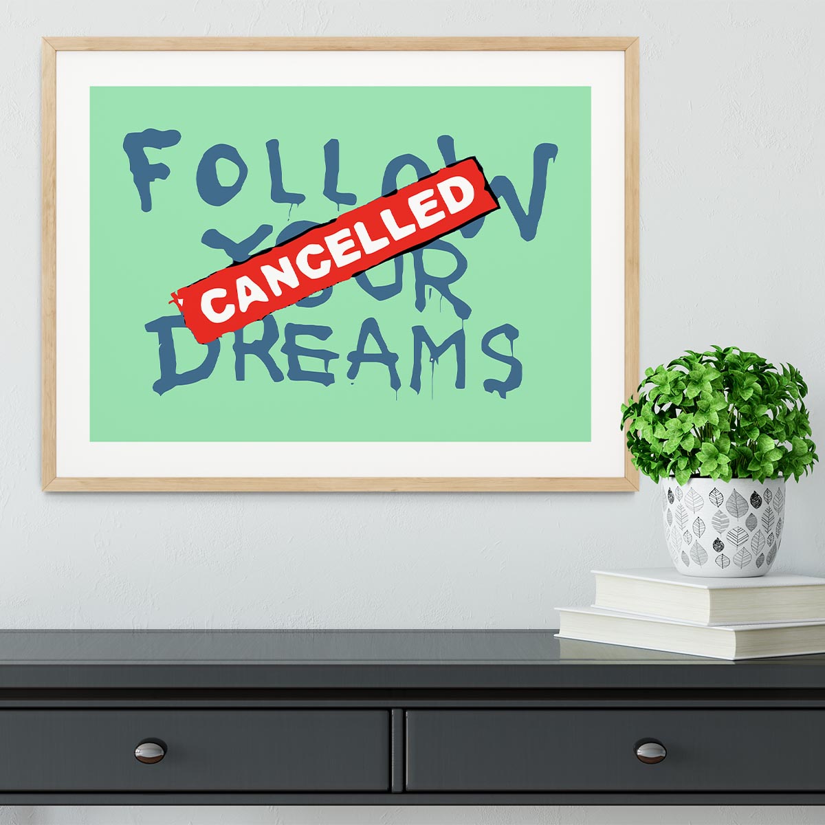 Banksy Follow Your Dreams Green Framed Print - Canvas Art Rocks - 3