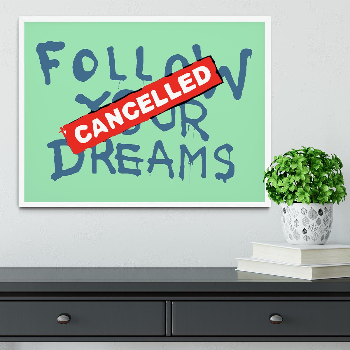 Banksy Follow Your Dreams Green Framed Print - Canvas Art Rocks -6