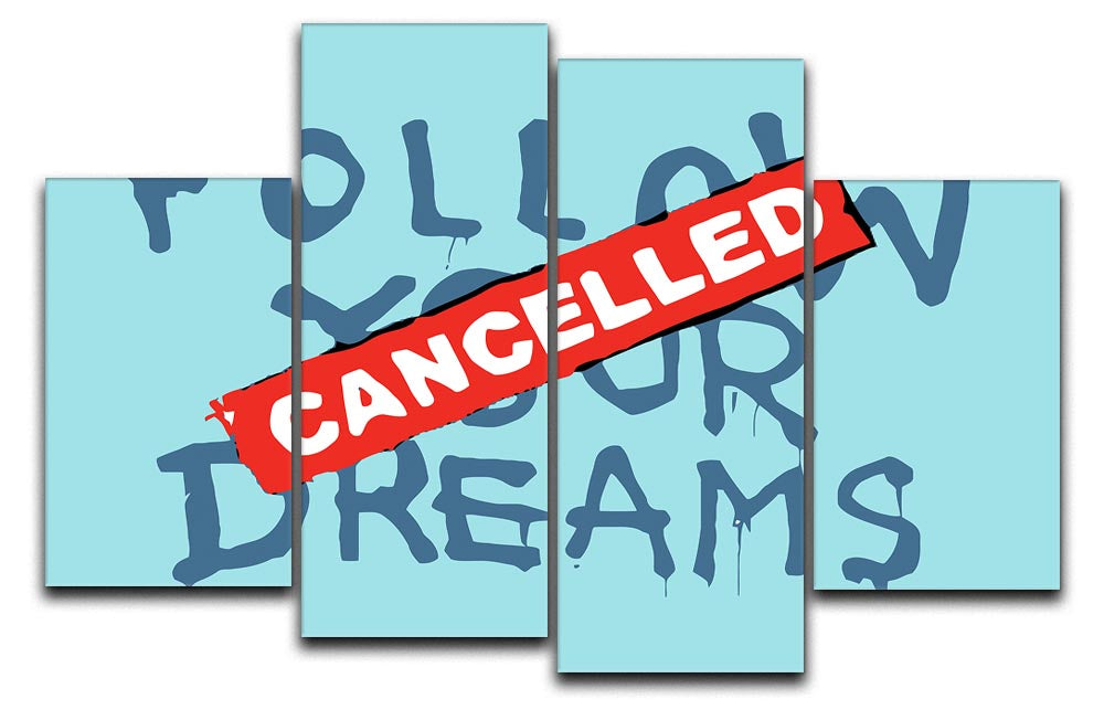 Banksy Follow Your Dreams Light Blue 4 Split Panel Canvas - Canvas Art Rocks - 1