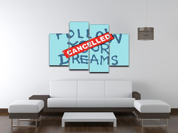 Banksy Follow Your Dreams Light Blue 4 Split Panel Canvas - Canvas Art Rocks - 3