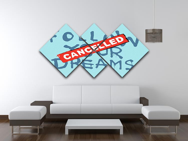 Banksy Follow Your Dreams Light Blue 4 Square Multi Panel Canvas - Canvas Art Rocks - 3