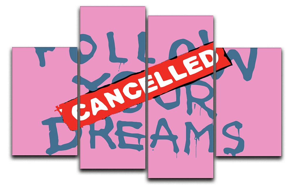 Banksy Follow Your Dreams Pink 4 Split Panel Canvas - Canvas Art Rocks - 1