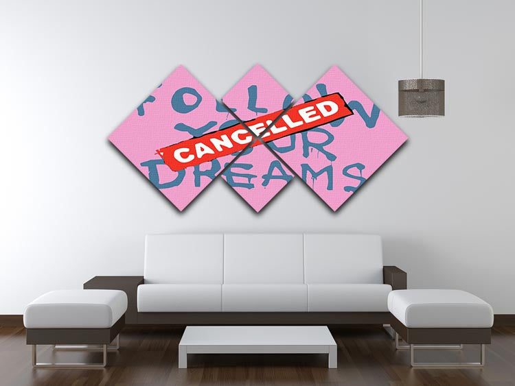Banksy Follow Your Dreams Pink 4 Square Multi Panel Canvas - Canvas Art Rocks - 3