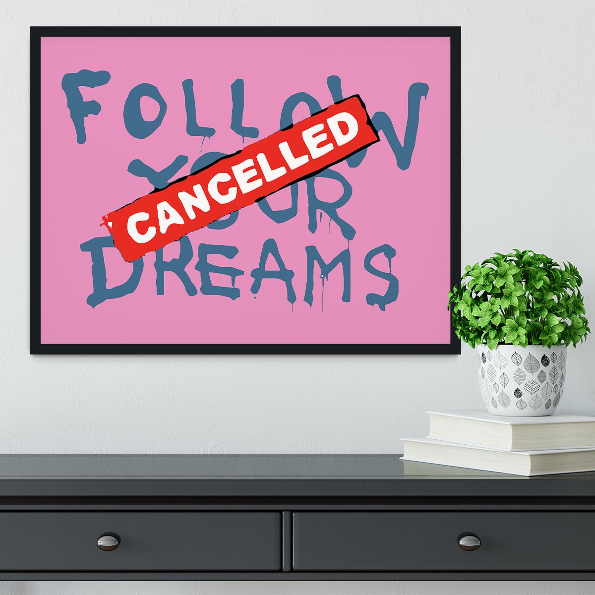 Banksy Follow Your Dreams Pink Framed Print - Canvas Art Rocks - 2