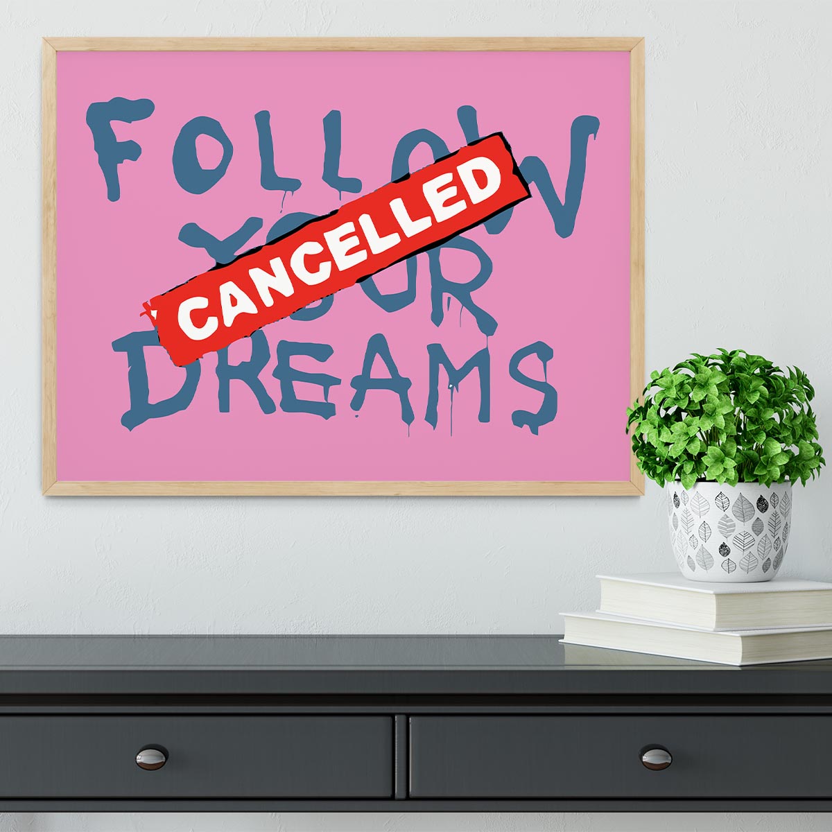 Banksy Follow Your Dreams Pink Framed Print - Canvas Art Rocks - 4