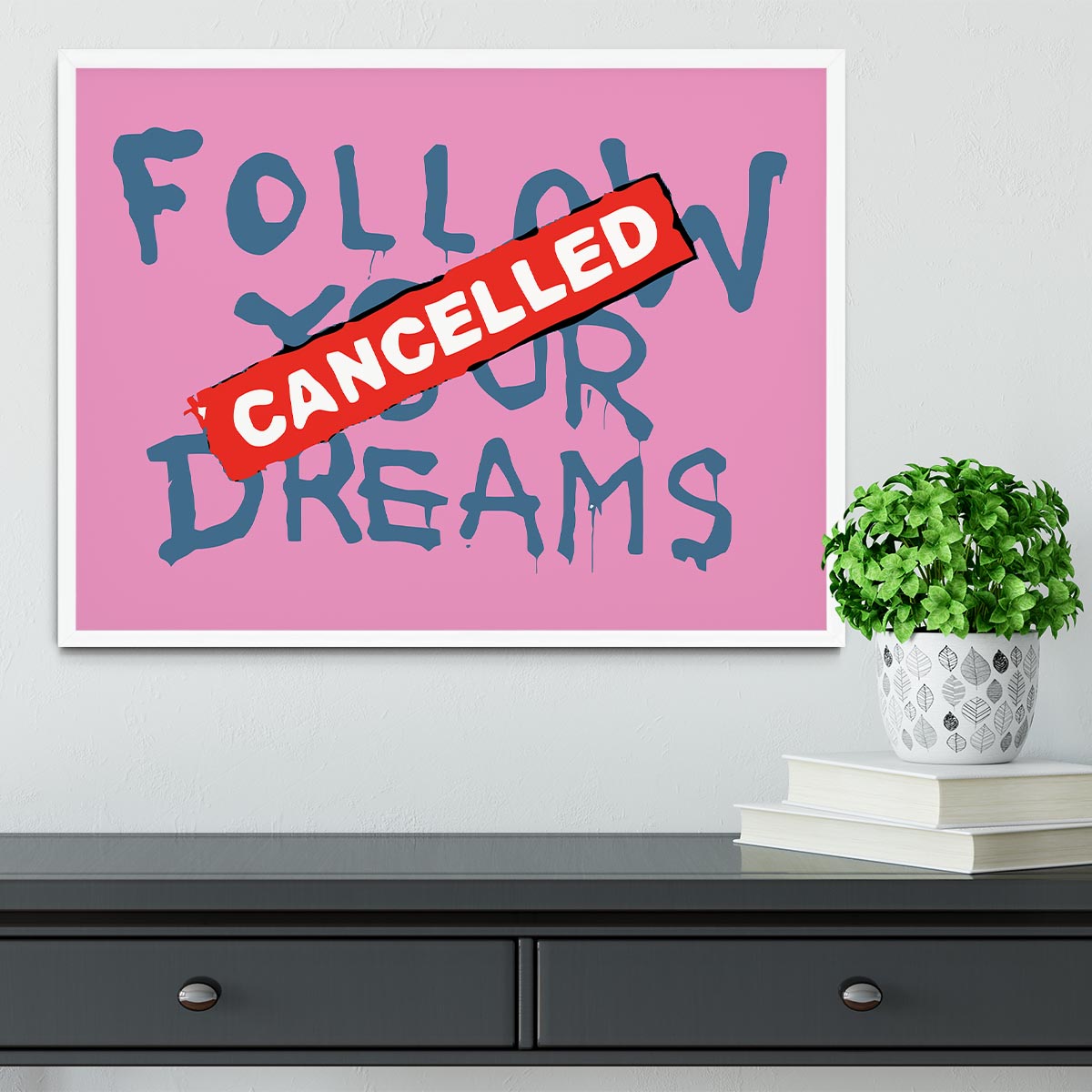 Banksy Follow Your Dreams Pink Framed Print - Canvas Art Rocks -6
