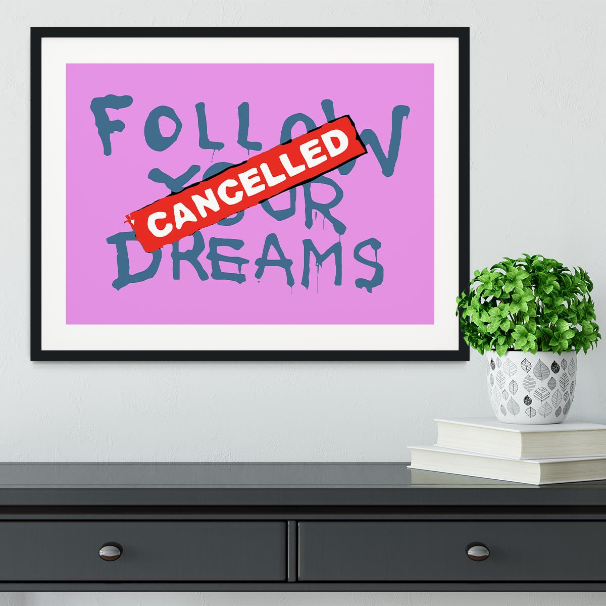 Banksy Follow Your Dreams Purple Framed Print - Canvas Art Rocks - 1