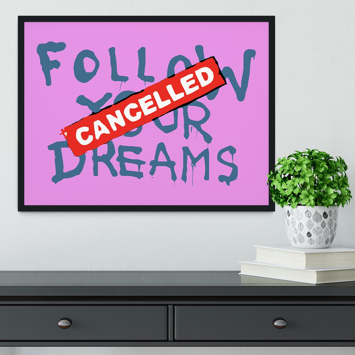 Banksy Follow Your Dreams Purple Framed Print - Canvas Art Rocks - 2