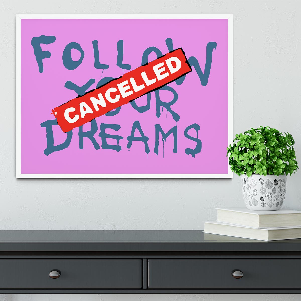 Banksy Follow Your Dreams Purple Framed Print - Canvas Art Rocks -6
