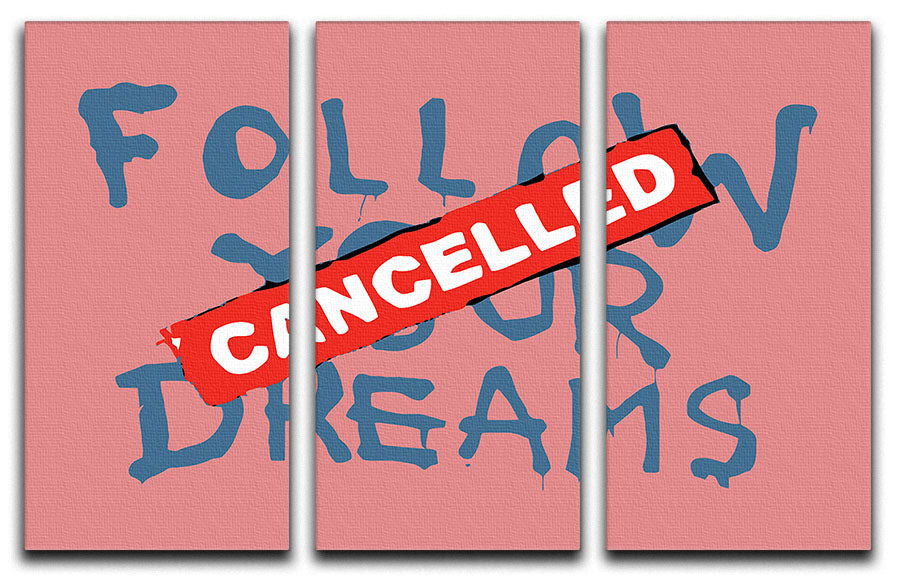 Banksy Follow Your Dreams Red 3 Split Panel Canvas Print - Canvas Art Rocks - 1