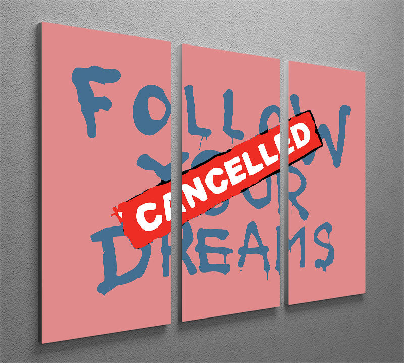 Banksy Follow Your Dreams Red 3 Split Panel Canvas Print - Canvas Art Rocks - 2